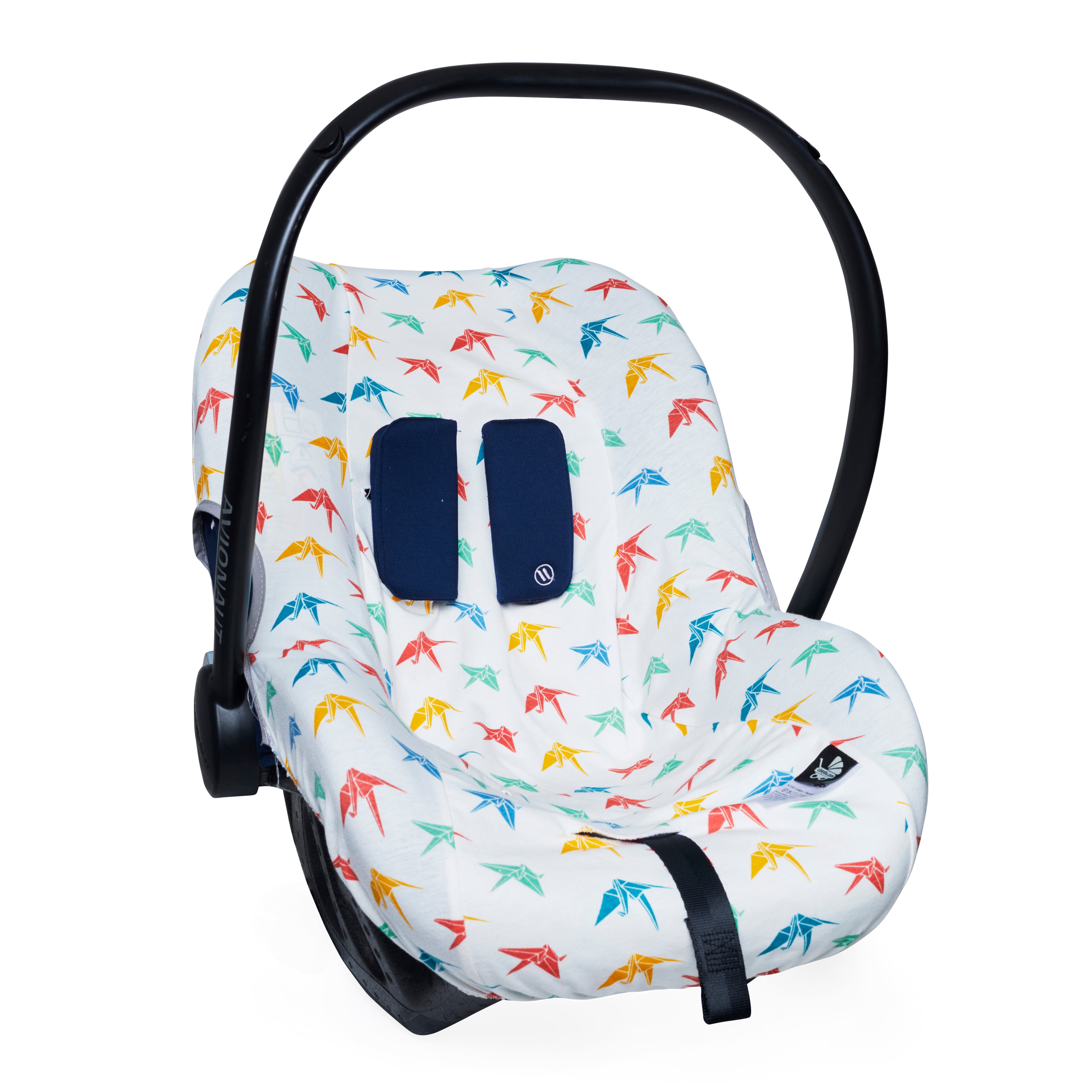 Cuddly Cocoon Cover Patterned - Cotton Baby Car Seat Cover - Crane