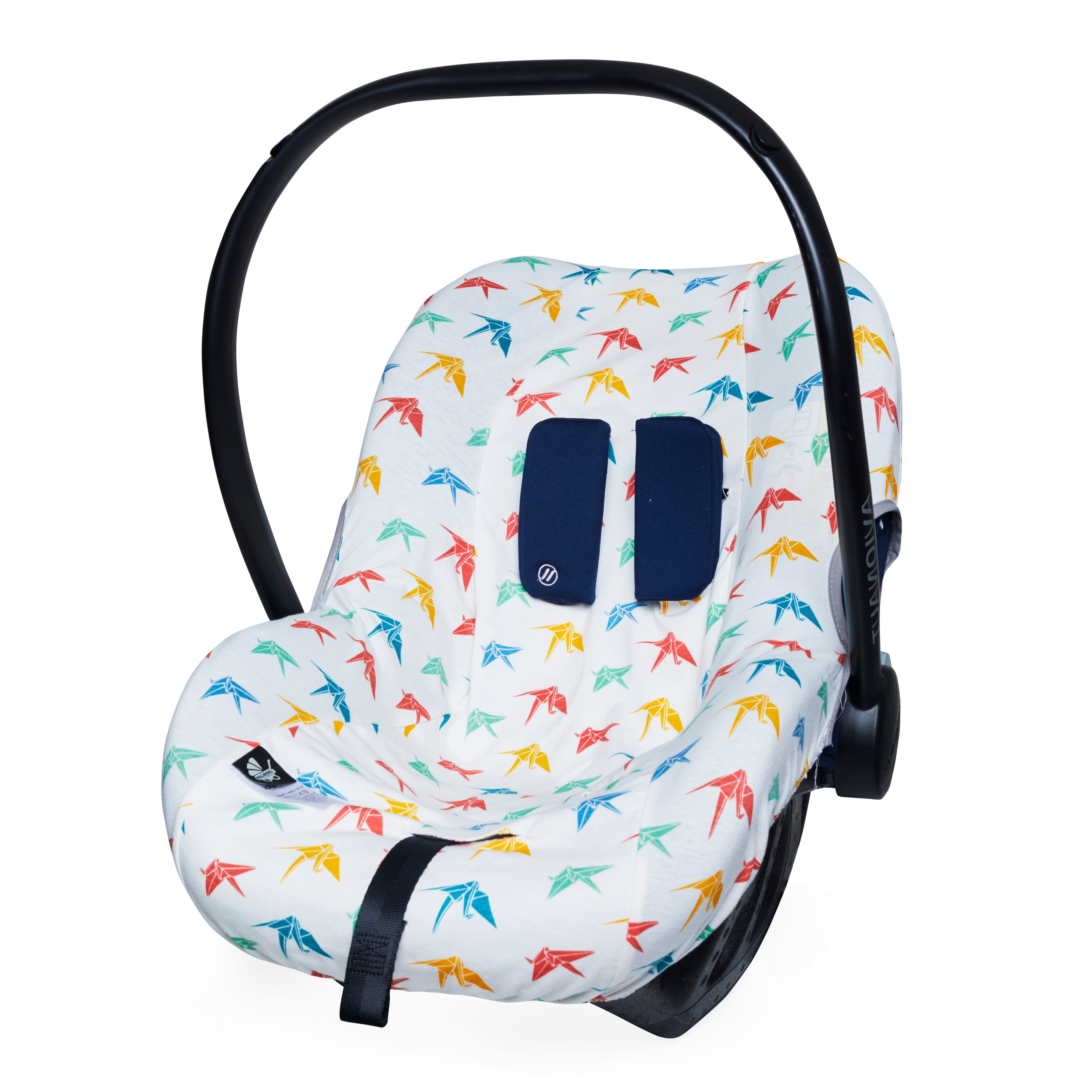 Cuddly Cocoon Cover Patterned - Cotton Baby Car Seat Cover - Crane
