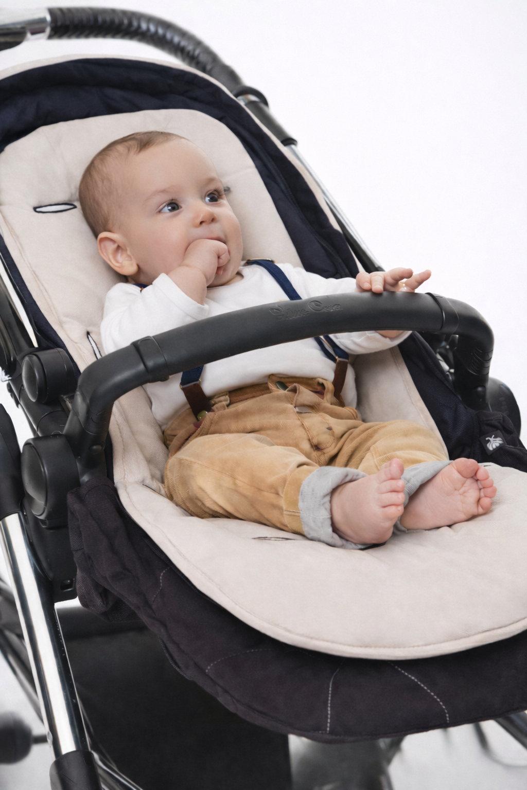 Kinderwagen- und Autositzkissen – Beige/Schwarz, doppelseitig